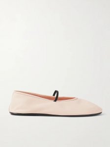 Elastic leather ballet flats