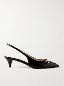 Erin horsebit-detailed leather slingback pumps