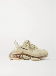 Triple S Clear Sole logo-embroidered faux leather and mesh sneakers