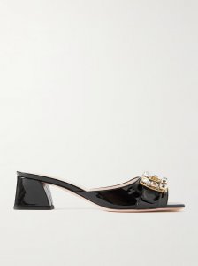 Bikiviv crystal-embellished patent-leather mules