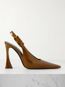 Dune patent-leather slingback pumps