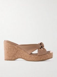 Avenue 95 embellished knotted leather wedge sandals