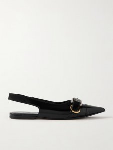 Voyou buckled leather slingback point-toe flats