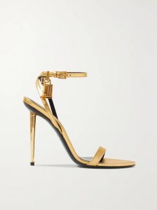 Padlock metallic leather sandals