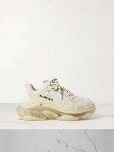 Triple S Clear Sole logo-embroidered faux leather and mesh sneakers