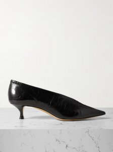 Babouche textured patent-leather pumps