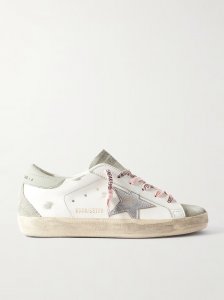 Super-Star distressed leather and suede sneakers