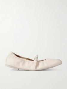 Goldie faux pearl-embellished leather ballet flats