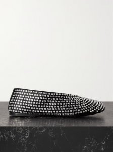 Marcy crystal-embellished satin ballet flats