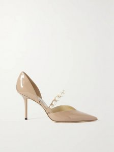 Aurelie 85 embellished patent-leather point-toe pumps