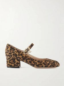 Mary Ribbon 45 leopard-print suede Mary Jane pumps