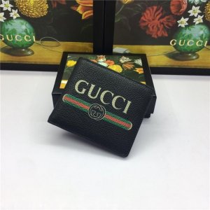 Gucci Print Leather Bi-Fold Wallet Black