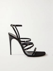 Jerry logo-embellished leather-trimmed satin sandals