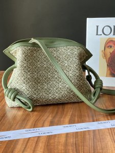 LOEWE HANDBAG Embroidered Green with Beige Pattern