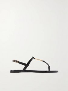 Cassandra logo-embellished patent-leather slingback sandals