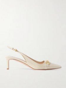 Whitney logo-embellished patent-leather slingback pumps