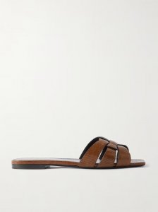 Tribute lizard-effect leather slides