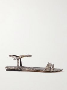 Simple snake-effect leather sandals