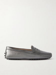 Gommino metallic leather loafers