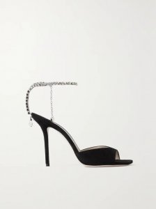 Saeda 100 crystal-embellished suede sandals