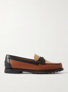 Gomma paneled embellished leather loafers