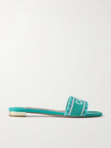 Capri beaded leather slides