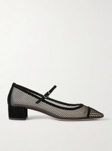 Mayor suede-trimmed mesh pumps