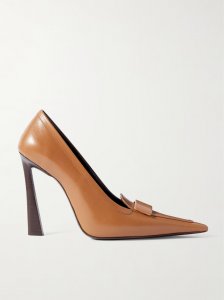 Glossed-leather point-toe pumps