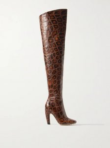 Canalazzo croc-effect leather over-the-knee boots