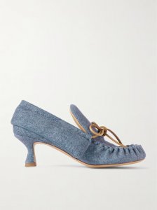 Babush bow-detailed denim pumps