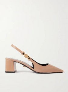 Embellished patent-leather slingback pumps