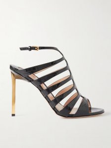 Carine croc-effect patent-leather sandals