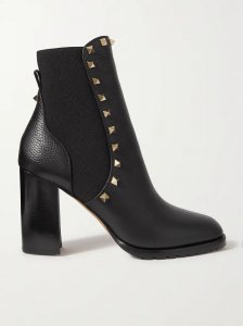 Rockstud Beatle textured-leather ankle boots