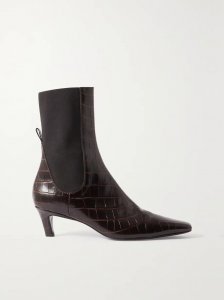 + NET SUSTAIN The Mid Heel croc-effect leather ankle boots