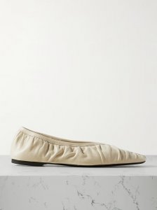 The Gathered leather ballet flats