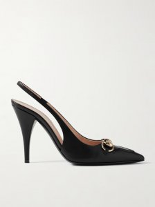 Erin horsebit-detailed leather slingback pumps