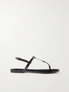 Cassandra logo-embellished patent-leather slingback sandals