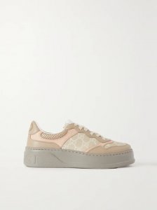 GG Supreme leather and logo-jacquard canvas sneakers