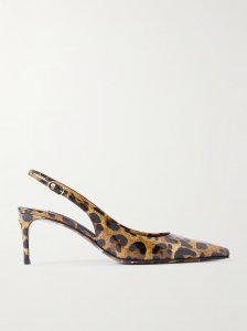 Mun leopard-printed patent-leather slingback pumps