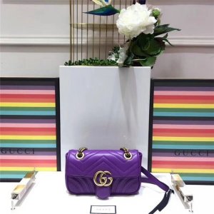 Gucci GG Marmont Matelasse Mini Bag Purple Leather