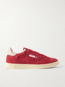 Flat Low leather-trimmed suede sneakers