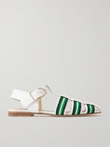 Calla striped crochet-knit and leather sandals