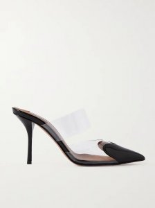 Cœur 90 PU and patent-leather point-toe mules