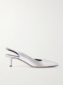 Piery mirrored-leather slingback pumps