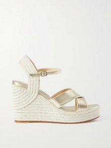 Dellena 100 metallic leather espadrille wedge sandals