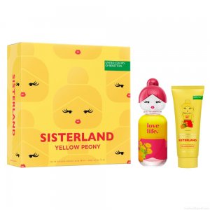 Kit Perfume Benetton United Colors Sisterland Yellow Peony Eau de Toilette Feminino 80 ml + Creme Corporal 75 ml