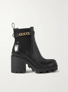 Logo-embellished leather ankle boots