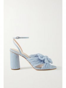 Camellia bow-embellished plissé-organza sandals