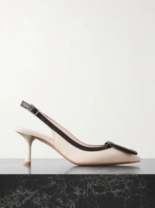 Viv In The City two-tone leather point-toe slingback pumps