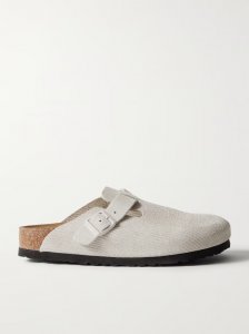 Boston embossed-suede clogs